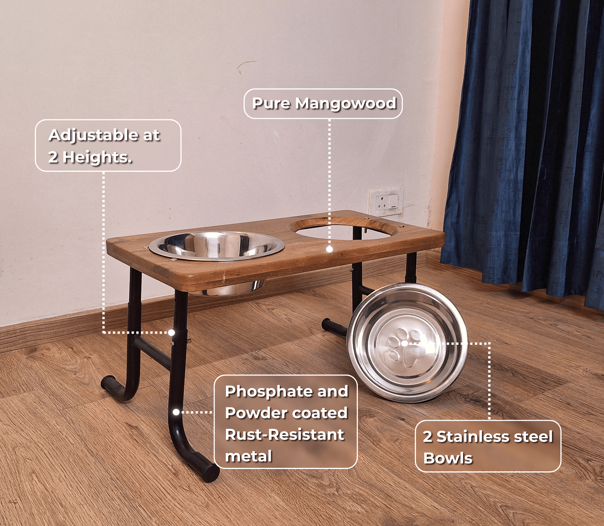 RegalWood Series - MangoWood Iron TableTop Diner (2800ml bowls)