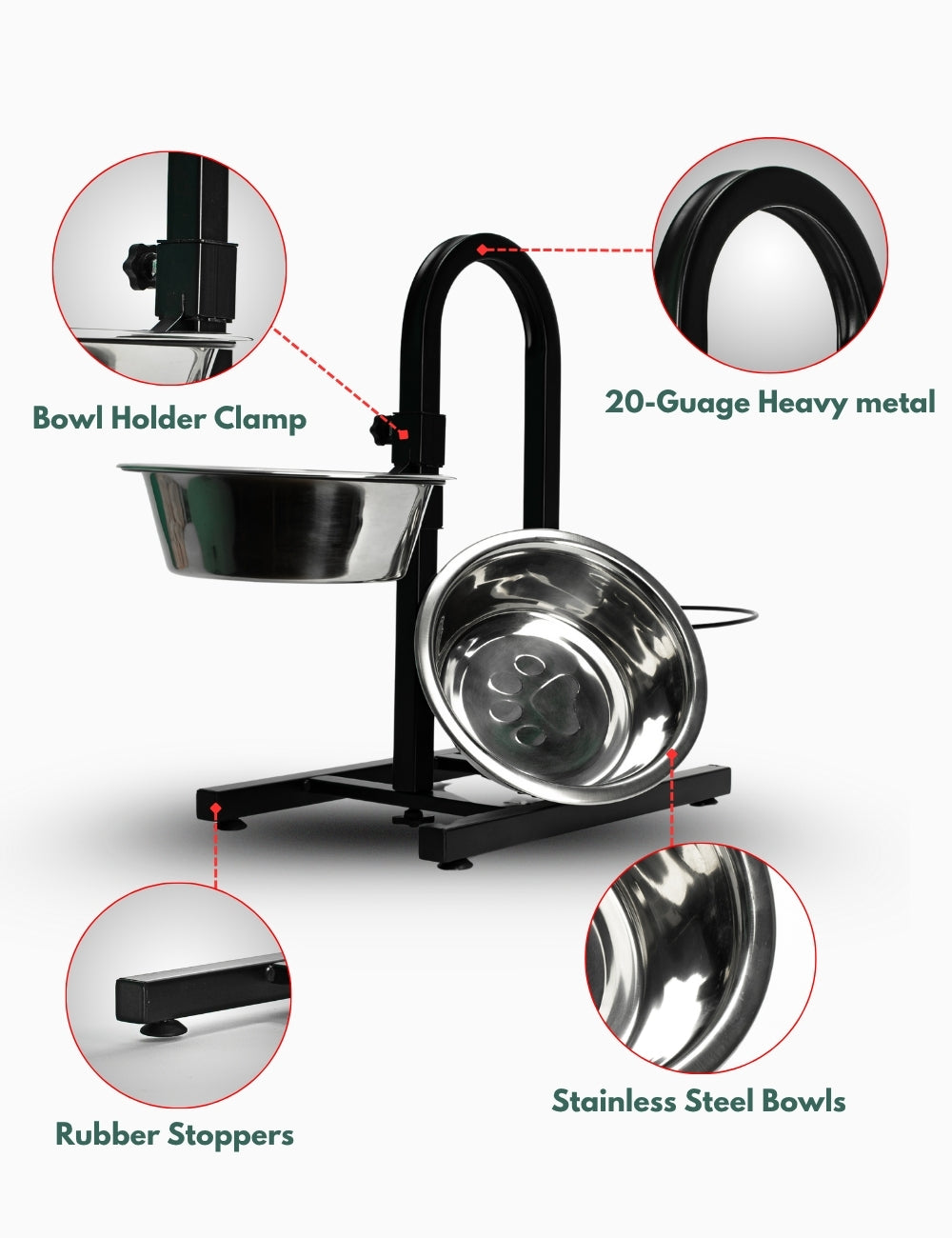 Stylish U-shaped pet feeder with stainless steel bowls, designed for comfortable home feeding | Posture-friendly dog feeder
