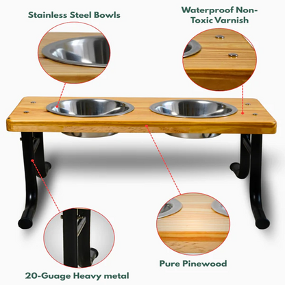 RegalWood Series - PineWood Iron TableTop Diner - 1600ml bowls