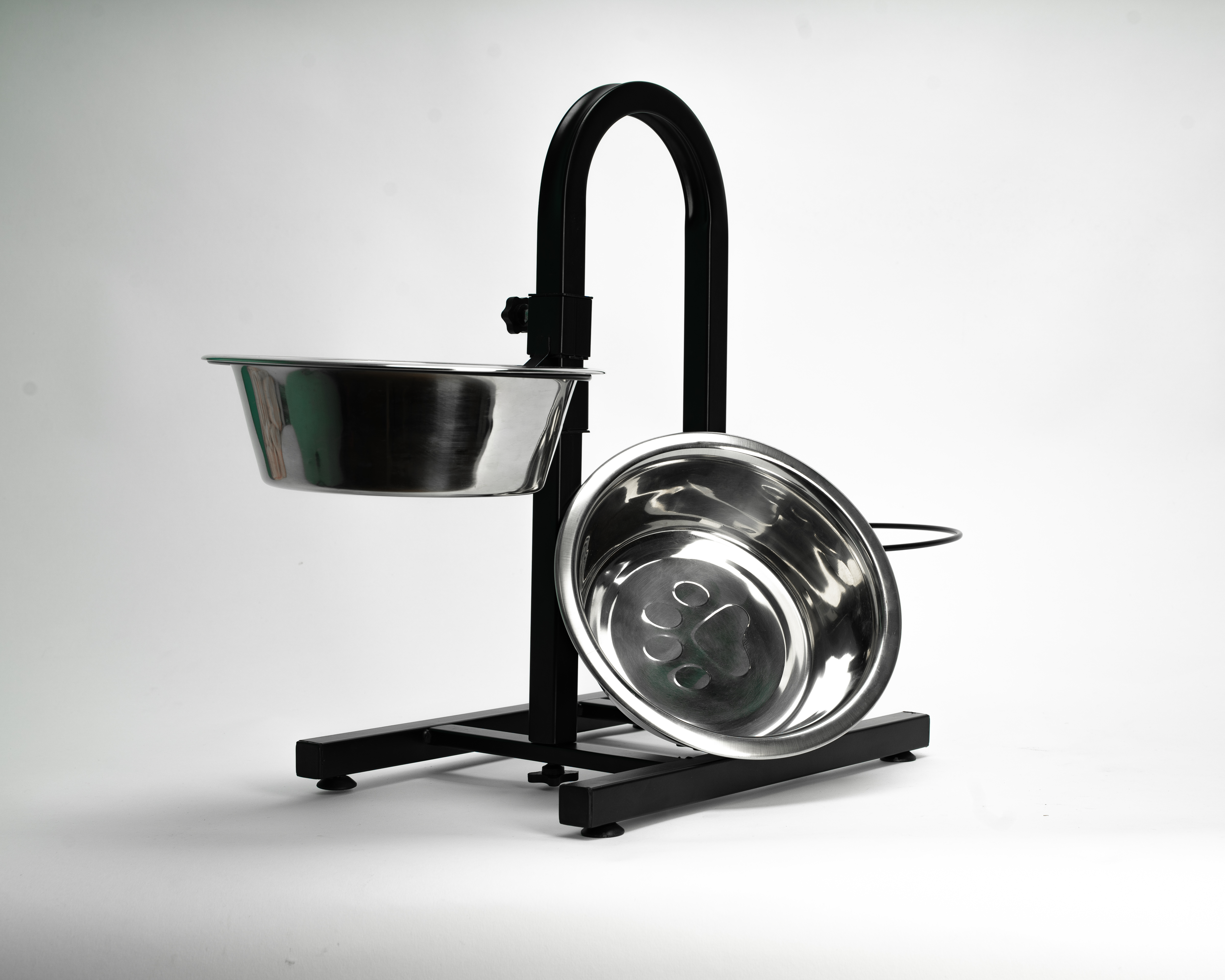 Premium Elevated Pet Food Stand with Stainless Steel Bowls #color_black