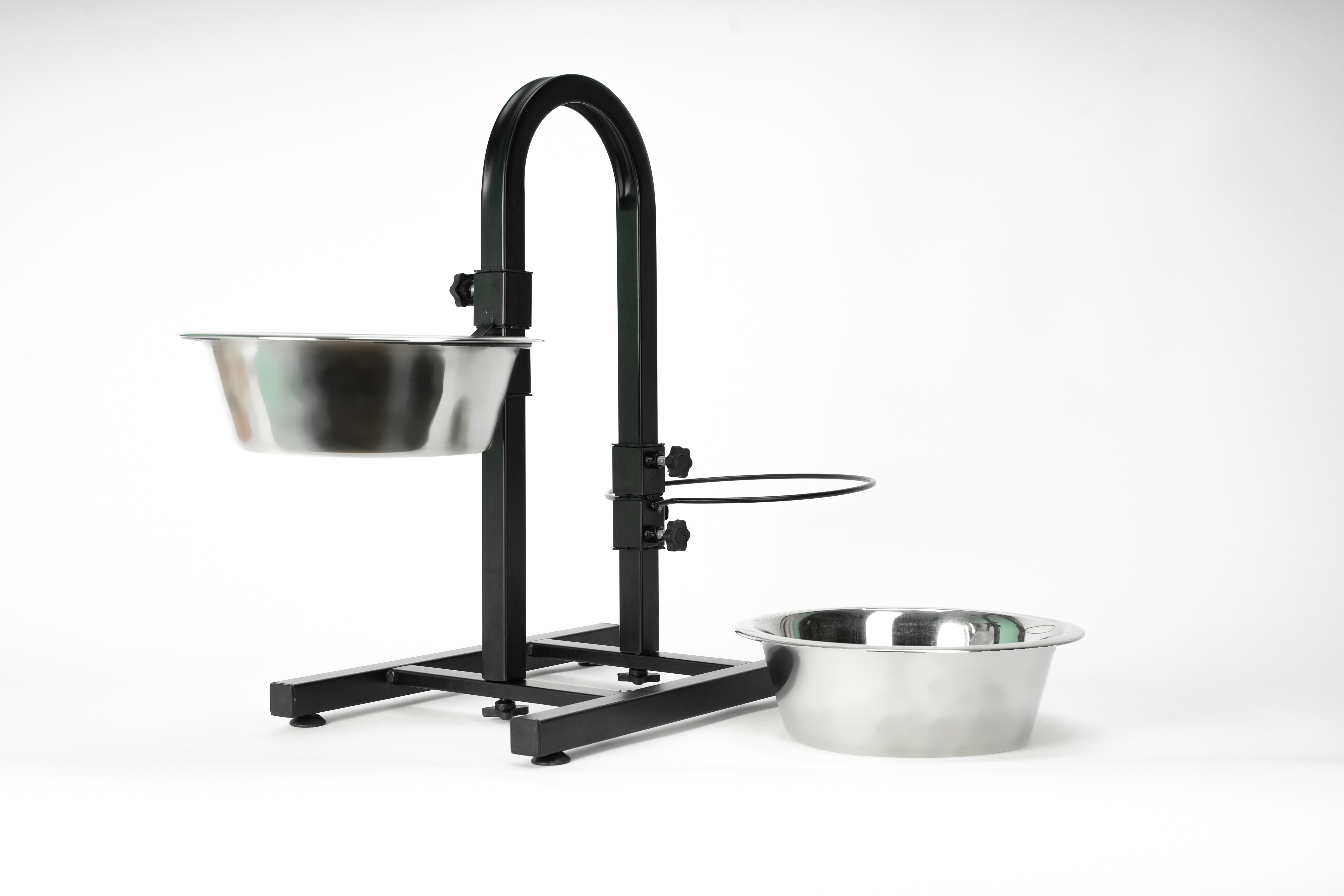 Heavy Duty Elevated Pet Feeding Diner with Stainless Steel Bowls #color_black