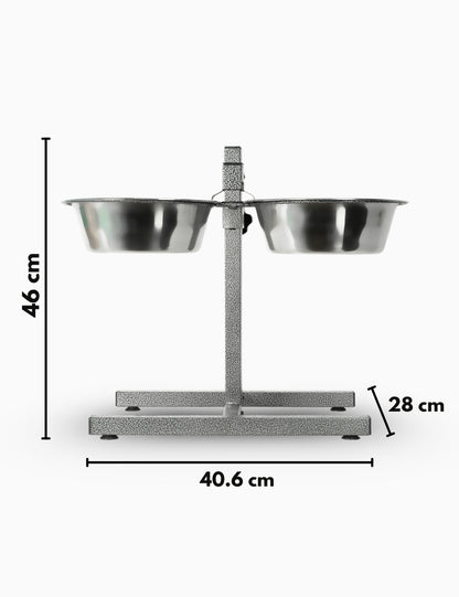 Stylish H-shaped diner supporting healthy growth and comfortable feeding, crafted with durable stainless steel bowls | Vet recommended pet essentials