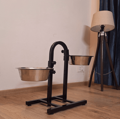 Ergonomic U-shaped dog bowl stand crafted for healthy feeding posture and improved digestion | Raised pet diner #color_black