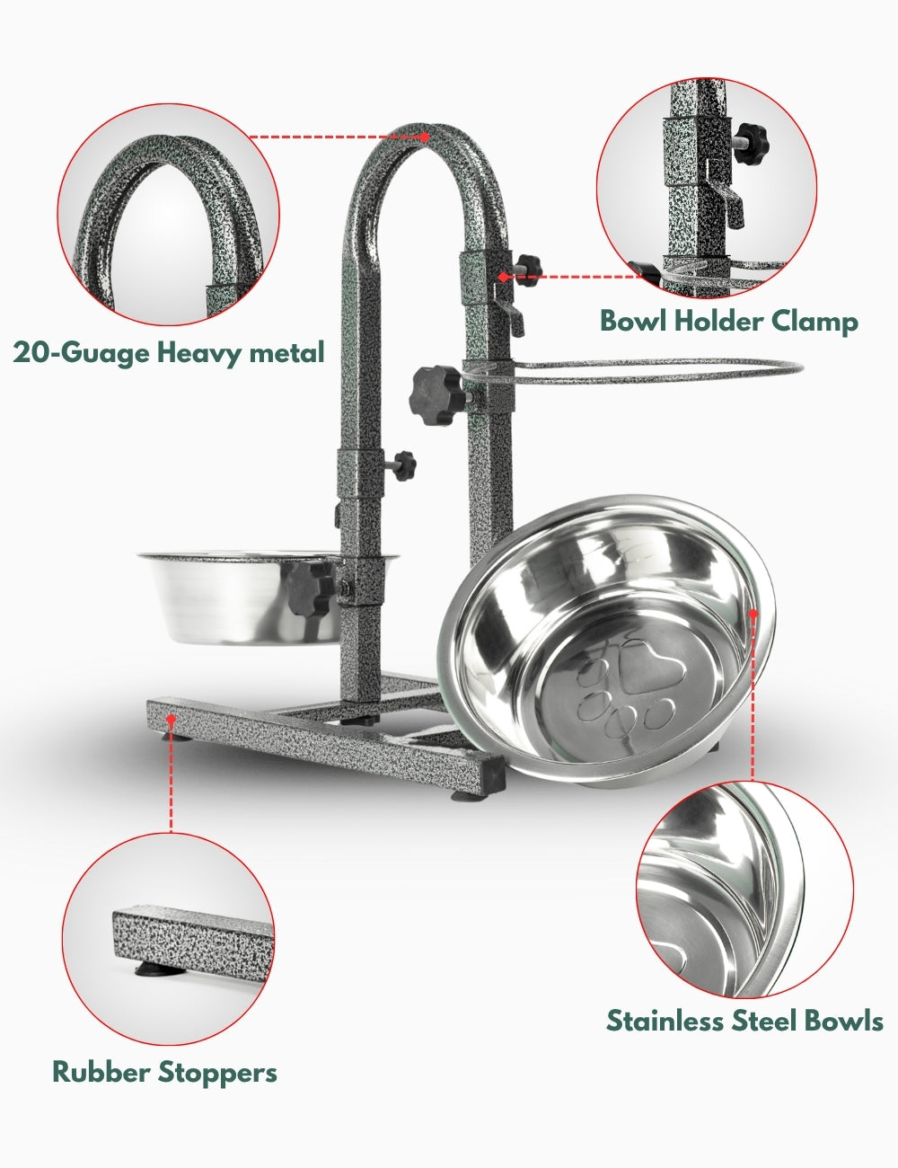 Feeding a dog from ergonomic U-shaped diner supporting healthy digestion and posture-friendly feeding | Healthy feeding posture #color_arctic-silver