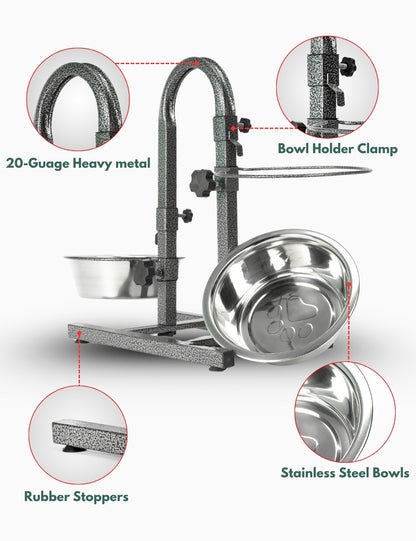 Feeding a dog from ergonomic U-shaped diner supporting healthy digestion and posture-friendly feeding | Healthy feeding posture 