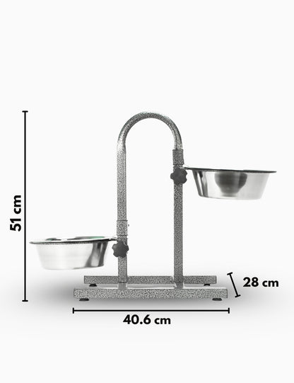 Modern U-shaped dog feeder in arctic grey designed for improved pet posture and to blend with any home interior | Vet recommended pet essentials
 