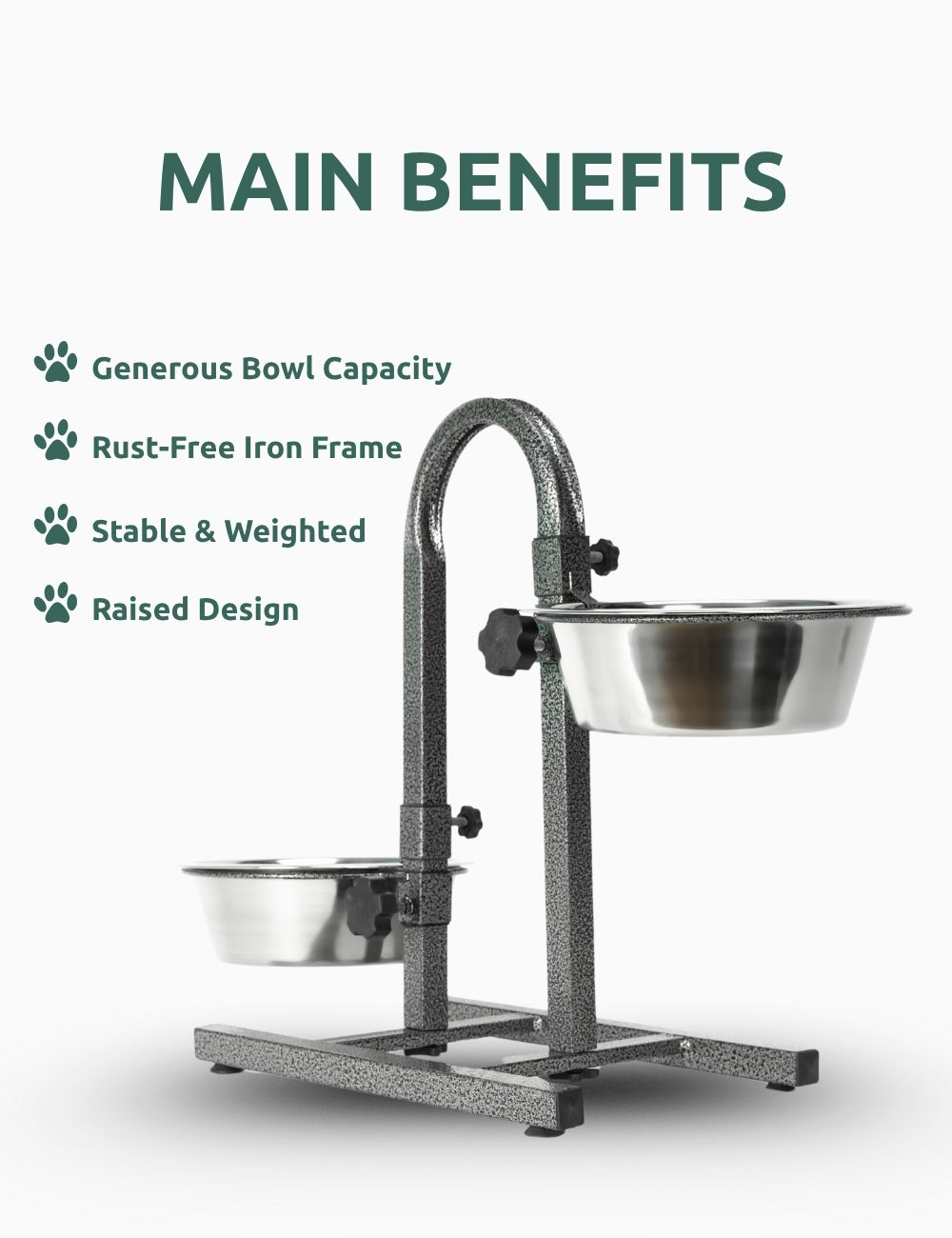 Stylish U-shaped dog bowl stand for medium to large breeds like Golden Retrievers, promoting posture-friendly mealtime comfort | Raised pet diner #color_arctic-silver