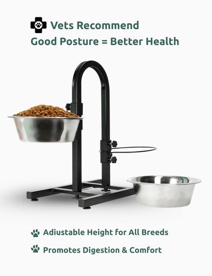 U-shaped adjustable dog bowl stand for medium to large dogs like Labradors and Hounds, designed for posture-friendly feeding | Ergonomic pet diner 
