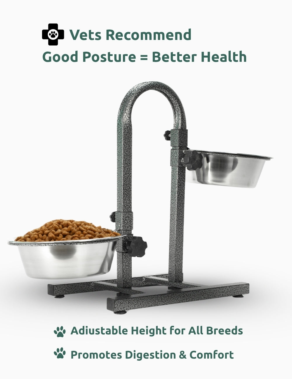 U-shaped elevated dog bowl stand in arctic grey, featuring durable stainless steel bowls for clean, healthy feeding | Premium pet comfort products India #color_arctic-silver